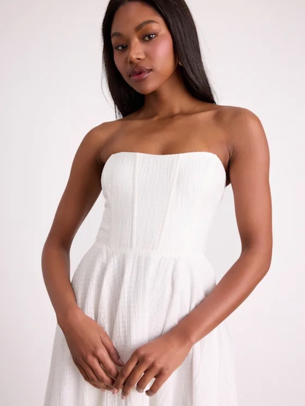 Lulu's Ivory Strapless Midi Dress - Picture 5 of 5
